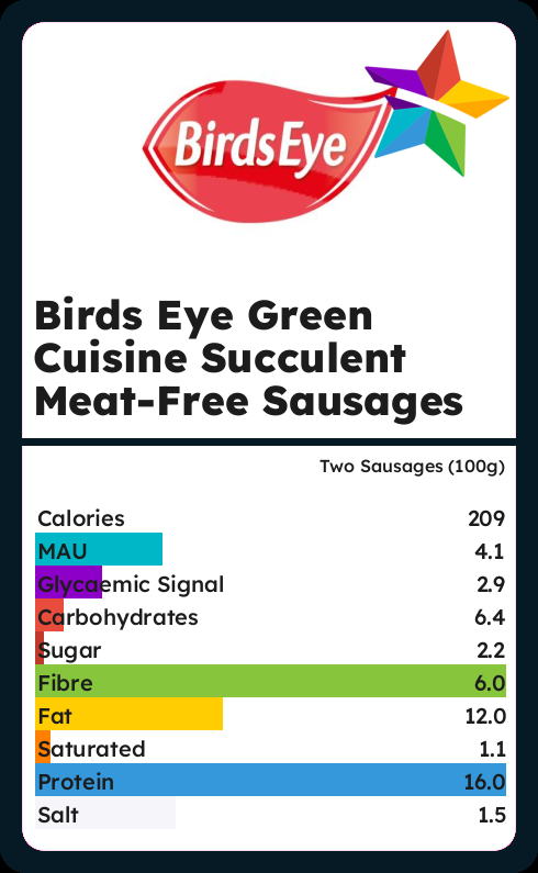 Calories and Ingredients in Birds Eye Green Cuisine Succulent Meat Free ...